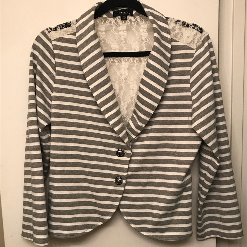White and gray blazer